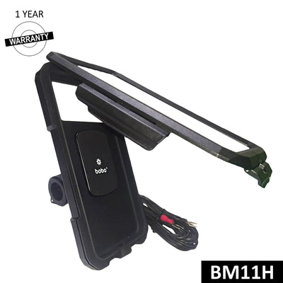 BOBO BM11H/M Fully Waterproof Bike Phone Holder with Fast 15W Wireless & USB-C Charger