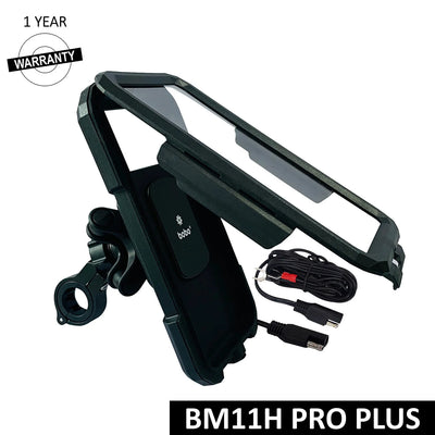 BOBO BM11H/M PRO PLUS Fully Waterproof Bike Phone Holder with PRO PLUS Vibration Damper with Fast 15W Wireless & USB-C Charger