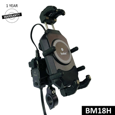 BOBO BM18H/M PRO Anti-Vibration Mount with 15W Wireless Charger & USB-C Charging